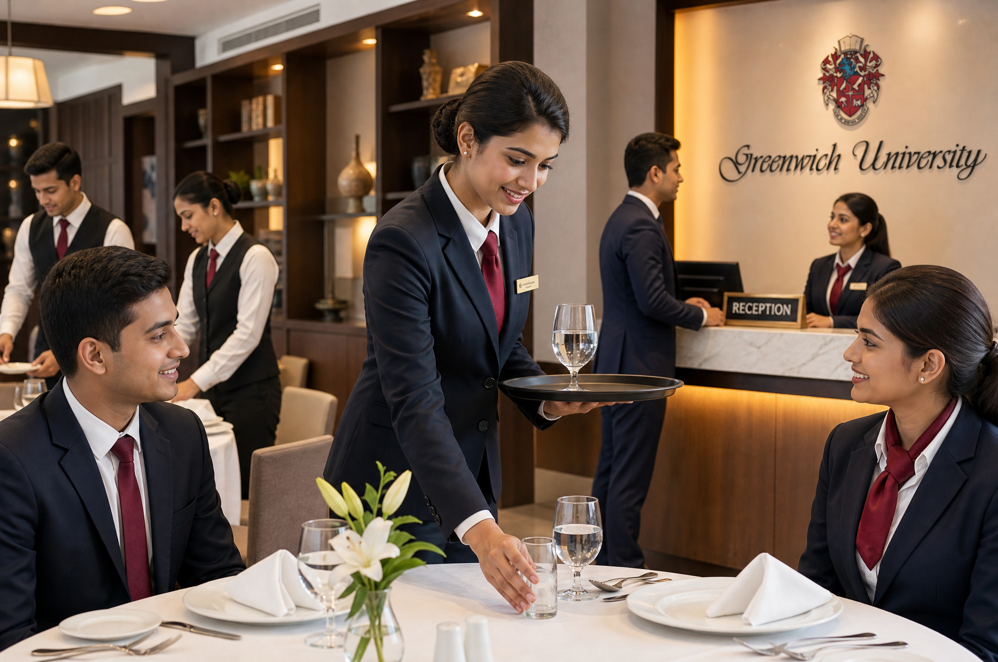 Front-of-house service training at Curate School of Hospitality, Karachi