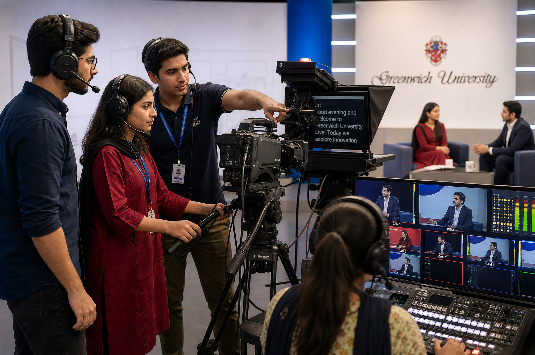 ARY 3-summer media traineeship — students in live TV production, Karachi