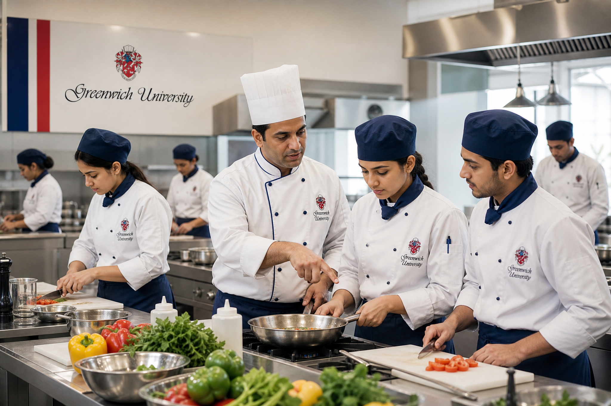 Professional training kitchen at Curate School of Hospitality, Karachi